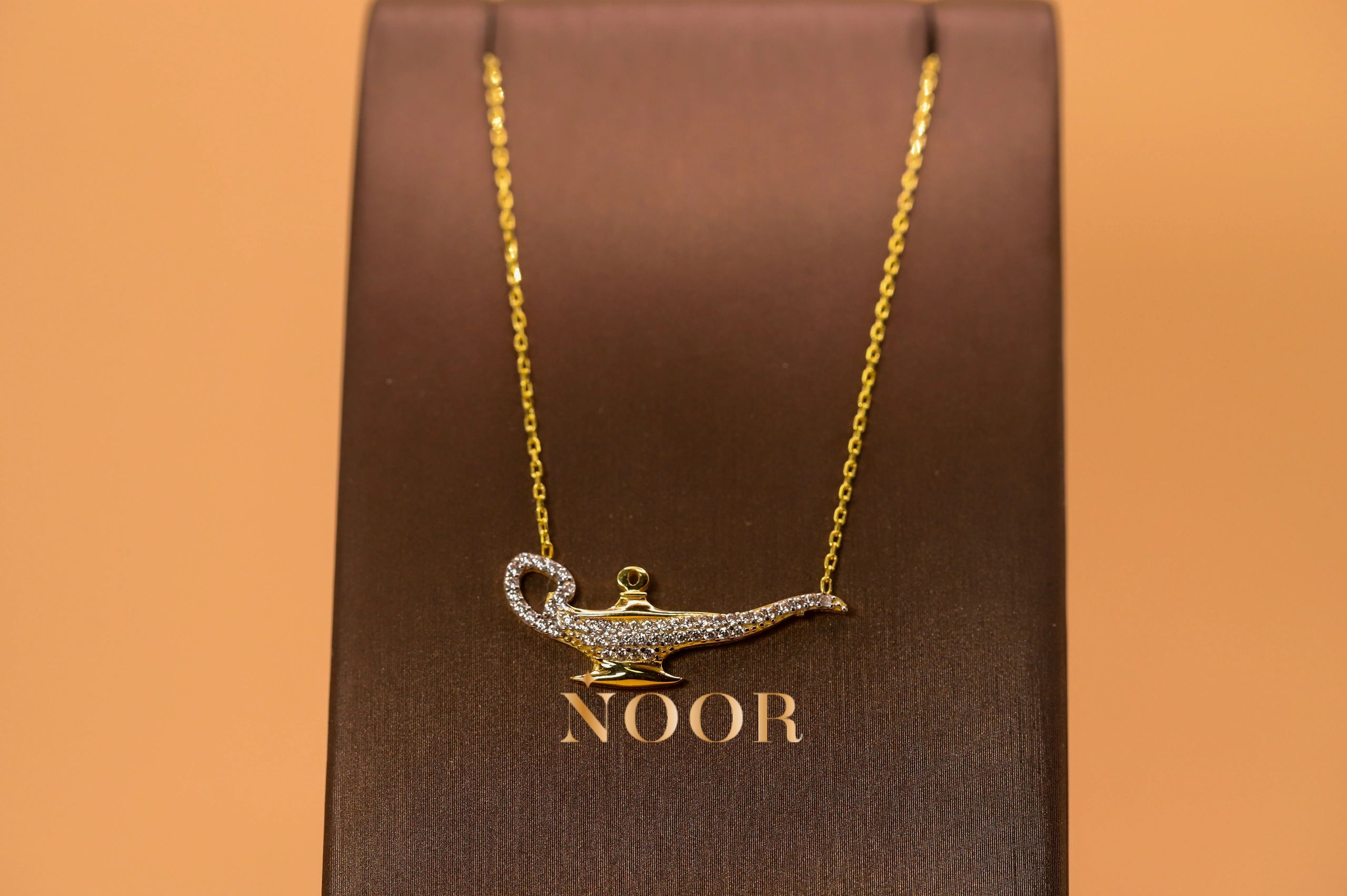 Gold lantern pendant necklace
